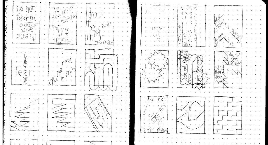 Pagine di processo creativo, studi su griglia puntinata